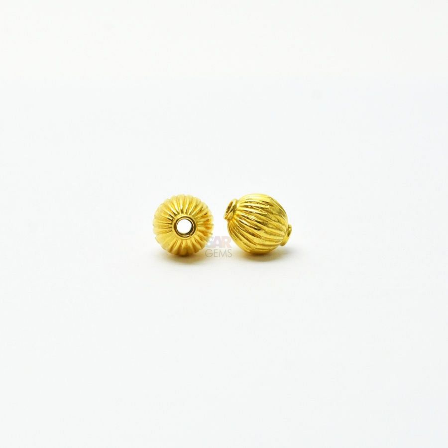 18K Solid Yellow Gold Heart Shape Matt Finished, 5,50X5,50mm Bead,  SGTAN-0013, Sold By 2 Pcs.