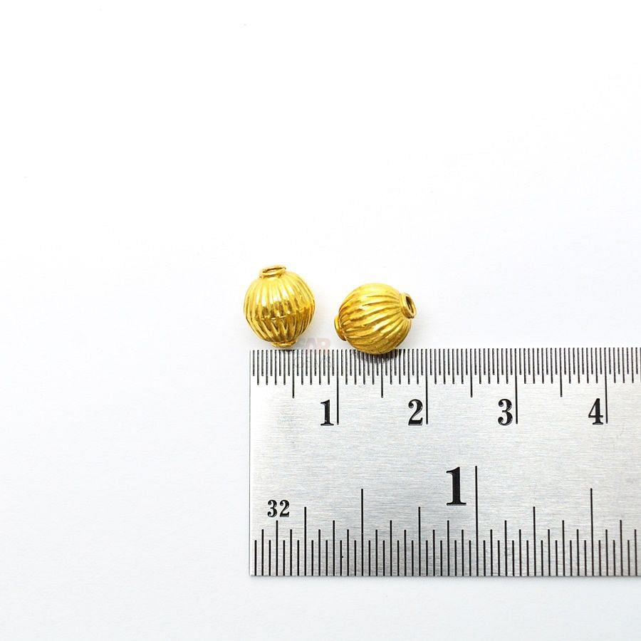 Buy 18K Solid Yellow Gold Roundel Shape Plain Lining Finishing 12,5X12mm  Bead, for Women