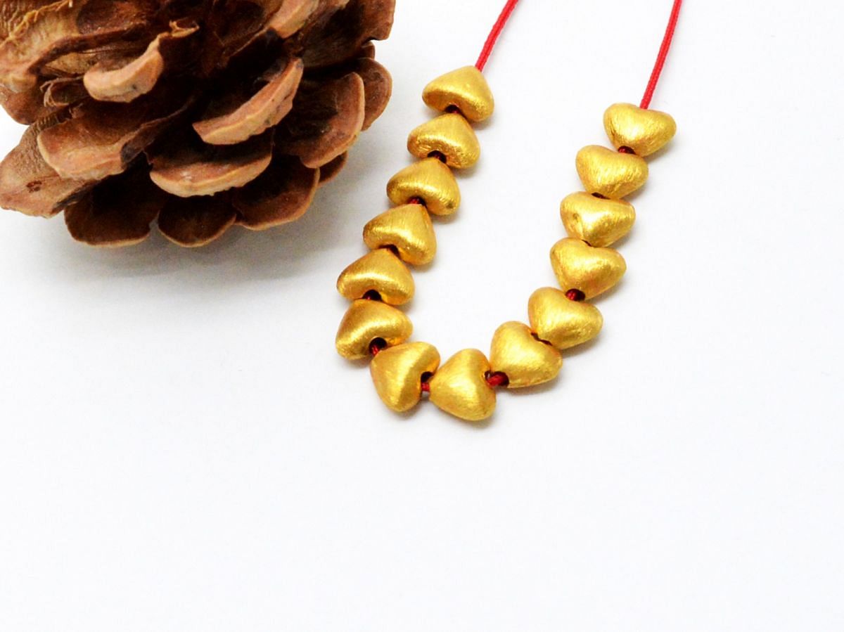 Buy 18K Solid Yellow Gold Heart Shape Brushed Finishing 7X7,5mm Bead, for  Women