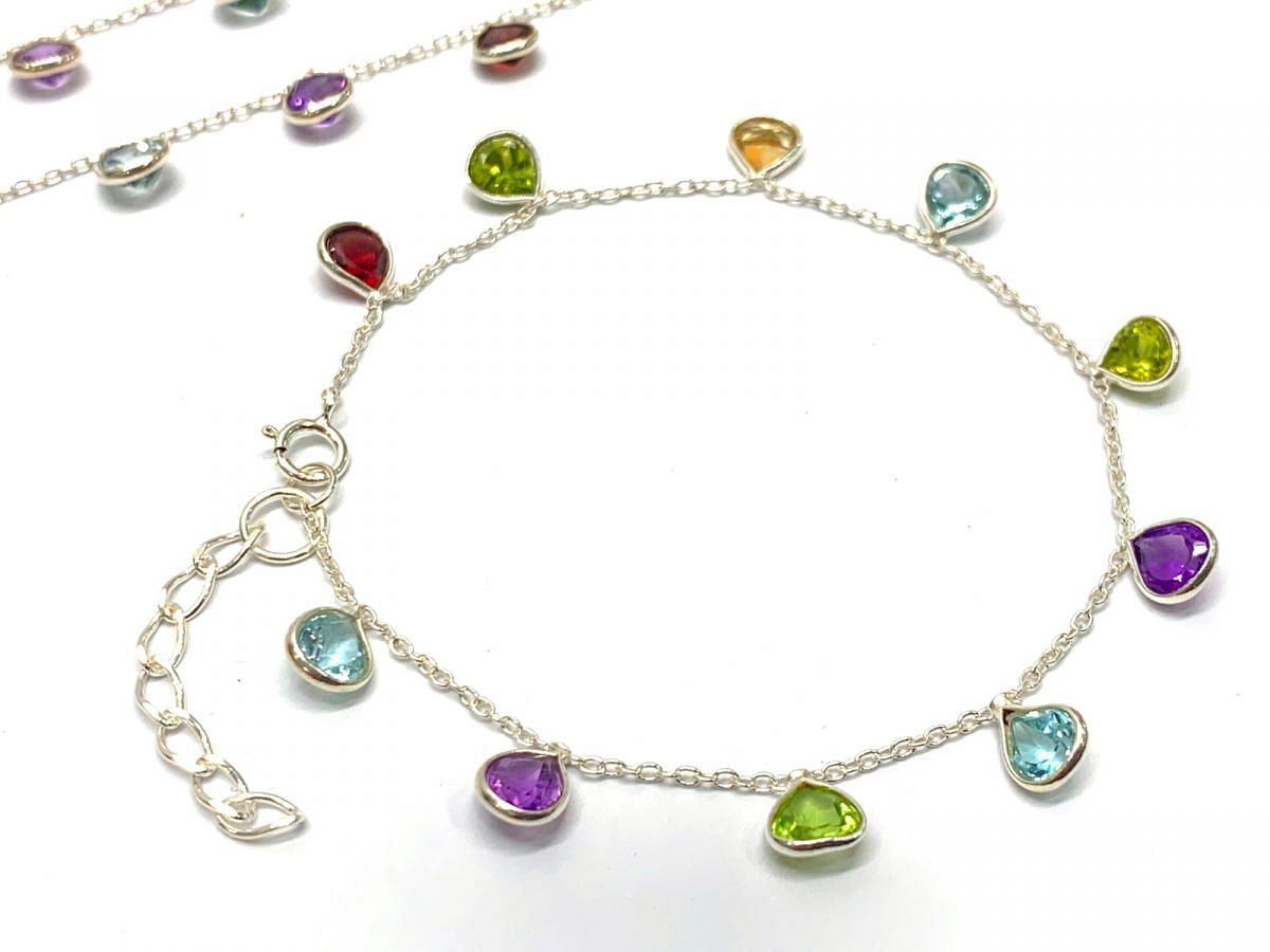 Flower Design Multi-Stone CZ Chain Bracelet, Jewellery, Bangles & Bracelet  Free Delivery India.