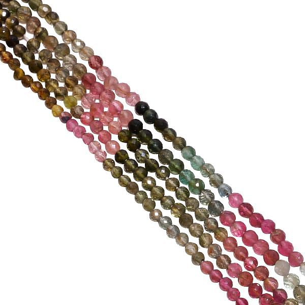 Multi Tourmaline Stone Faceted Beads-AAA Quality, 3.5-4.5mm in Round Shape