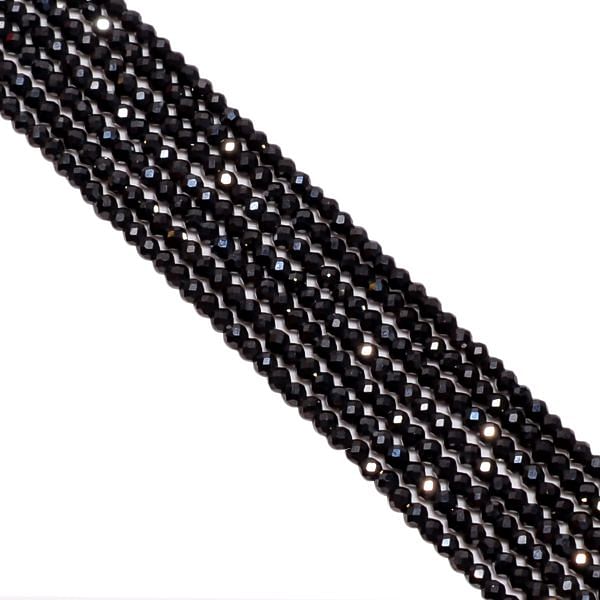 Black Spinel Micro Faceted Coated Beads, 2.4mm Size in Round Shape.