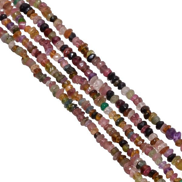 Tourmaline Faceted Beads-B Quality Multi Color in Roundel Shape (3mm)