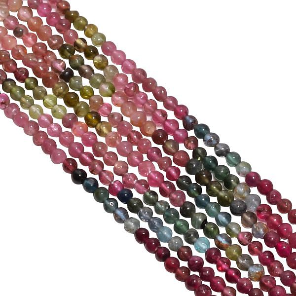Tourmaline Multi Color Beads Strand- Plain Round Shape