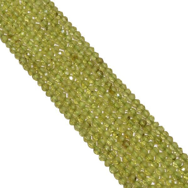 Peridot Stone Faceted Beads Strand in 3mm size (Round Shape)