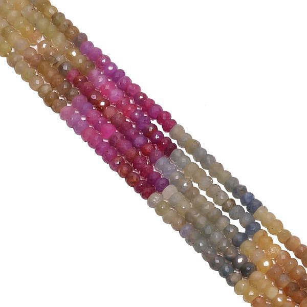 Multi Sapphire Faceted Roundel Beads Strand in 4-4.5mm Size