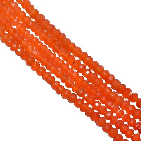 Carnelian 4-4.5mm Faceted Roundel Beads Strand, Carnelian Faceted Roundel Beads, Carnelian Natural Stone Beads