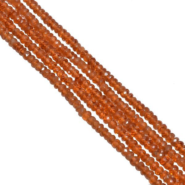 Spessartite Garnet Faceted Roundel Beads - 3.5-4mm in Size