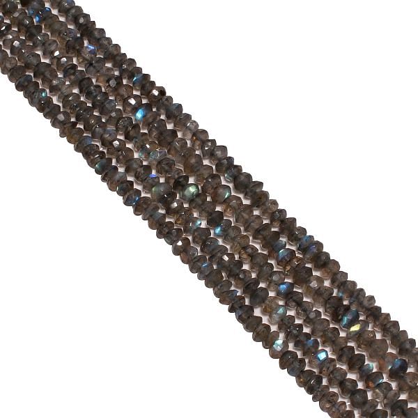 Labradorite 3.5-4mm Fine Faceted Roudel Beads Strand, Labradorite Fine Faceted Roundel Beads Strand, Labradorite Stone Beads