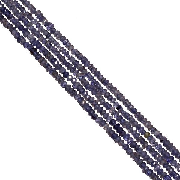 Iolite 3-3.4mm Faceted Roundel Beads Strand, Iolite Faceted Roundel Beads, Natural Iolite Stone Beads