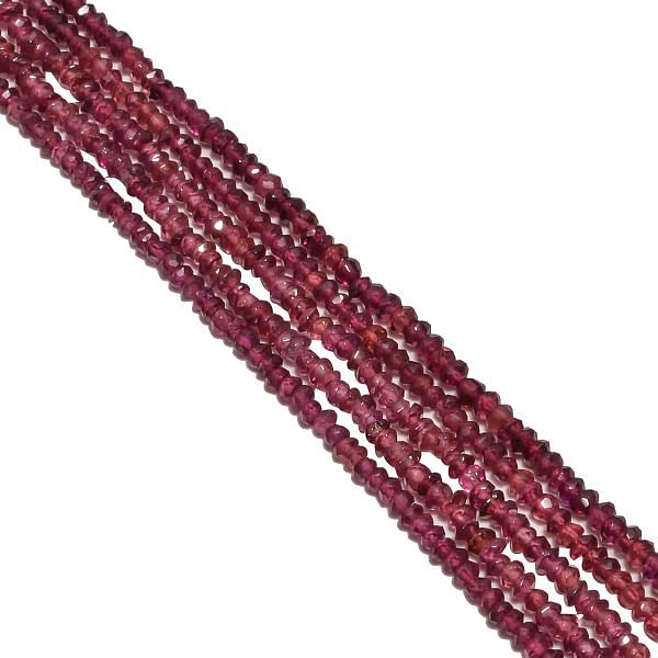 Rhodolite Garnet 3-3.3mm Faceted (Hand Cut) Roundel Beads Strand, Rhodolite Facete Roundel Beads, Rhodolite Garnet Beads
