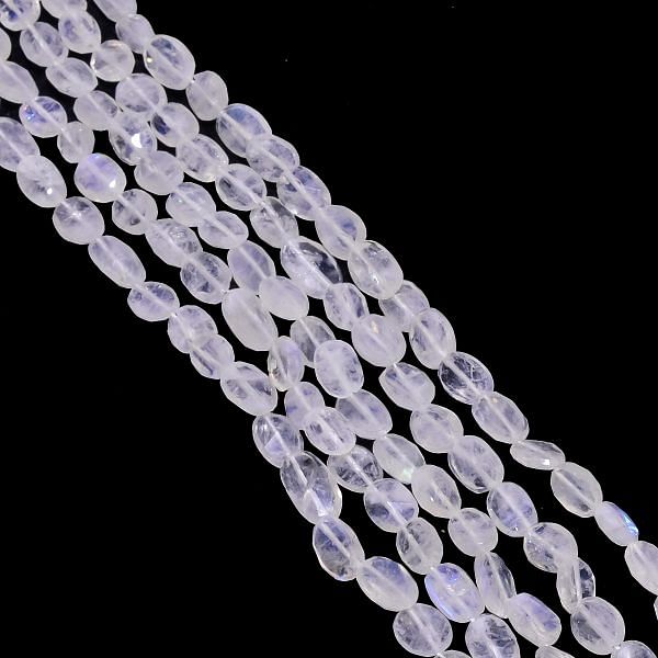 Rainbow Moonstone 5x7-10x7mm Faceted Oval Beads Strand, Rainbow Moonstone Faceted Oval Beads, Rainbow Moonstone