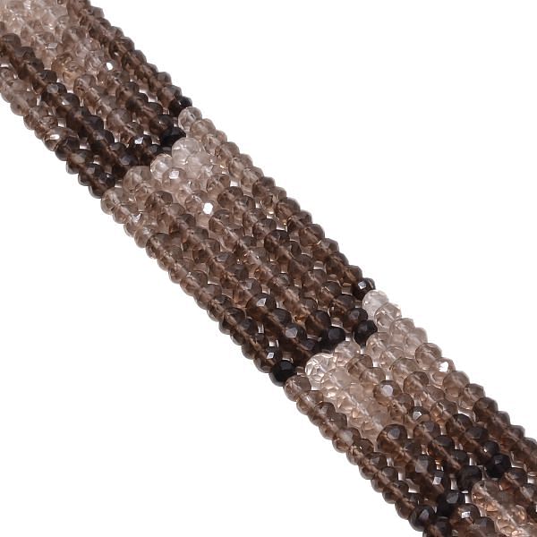 Smoky Quartz Faceted Roundel Beads Strand (Shaded) 4.5-5mm