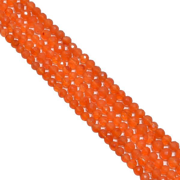 Carnelian Faceted Roundel Beads Strand in 3.5-4.5mm