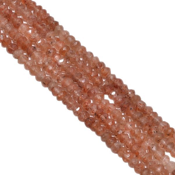 Copper Rutile Quartz Faceted Roundel Beads - Rutilated Quartz (4.5mm)