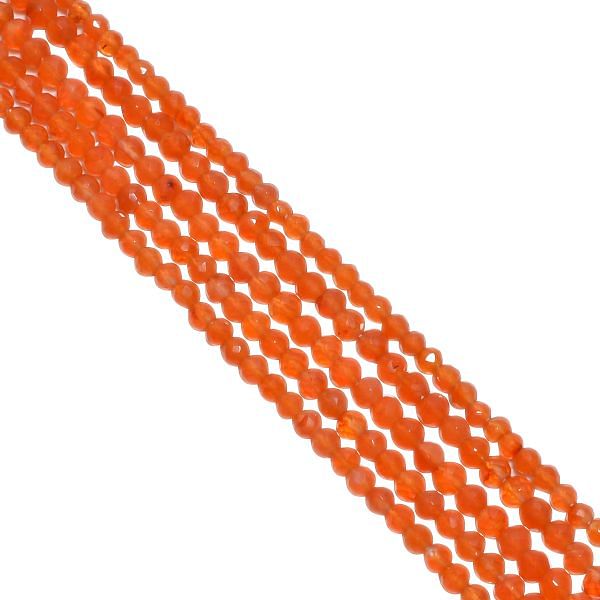 Carnelian Faceted Round Beads Strand, Carnelian 3-3.5mm