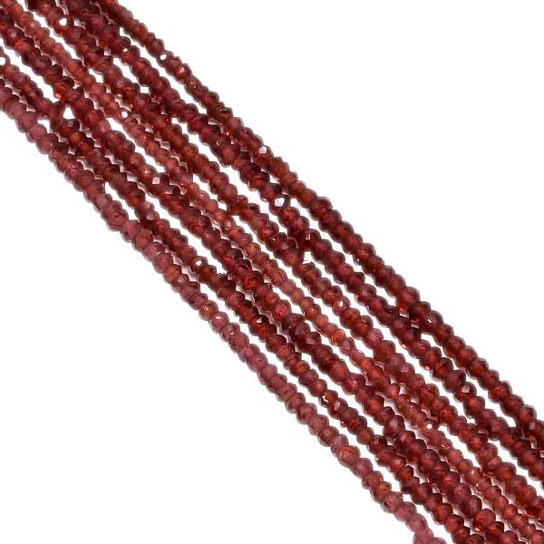 Garnet Fine Faceted Roundel Beads - Garnet Beads Strand (3mm)