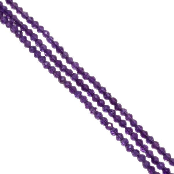 Amethyst Faceted Roundel Beads, Amethyst Faceted Beads in 2.5-3mm