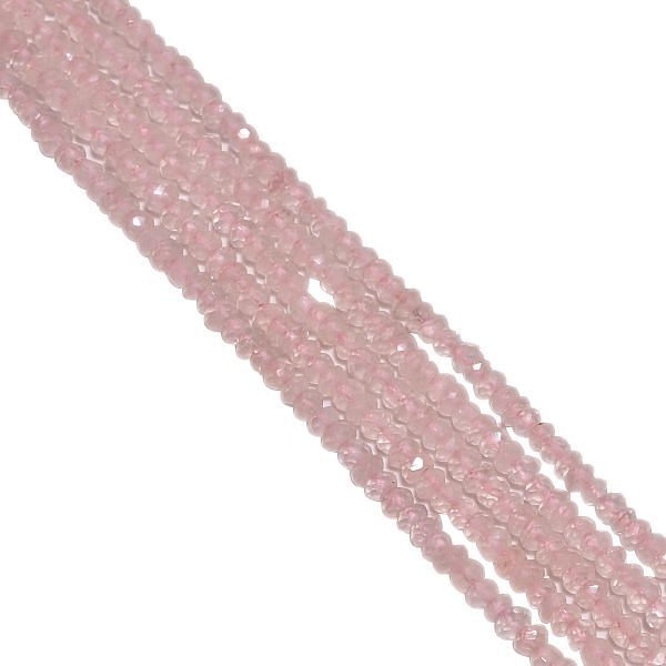 Rose Quartz Faceted Roundel Beads in 3.5mm