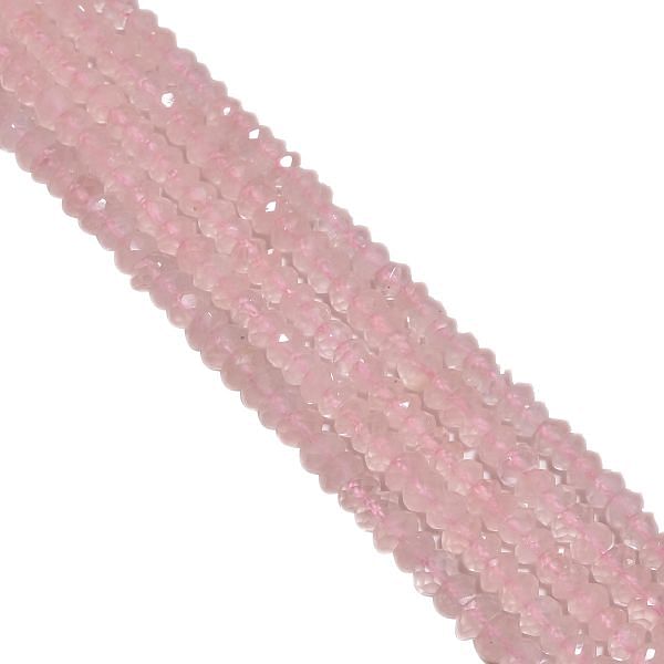 Rose Quartz Faceted Roundel Beads - Rose Quartz 4-5mm
