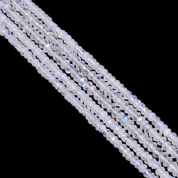 Rainbow Moonstone Fine Faceted Roundel Beads Strand - 3.5-4mm