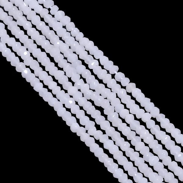 White Chalcedony Faceted Roundel Beads (3.5-4mm)