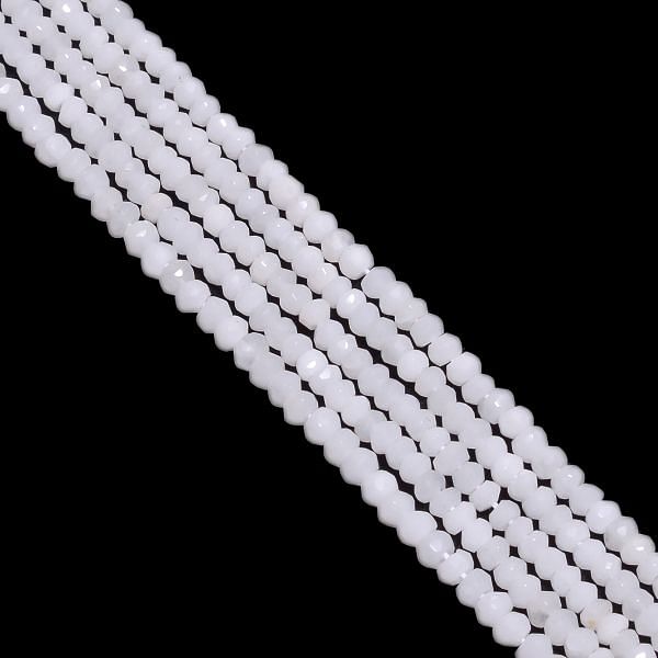 White Agate Faceted Roundel Beads, White Agate Beads Strand (2.5-4mm)