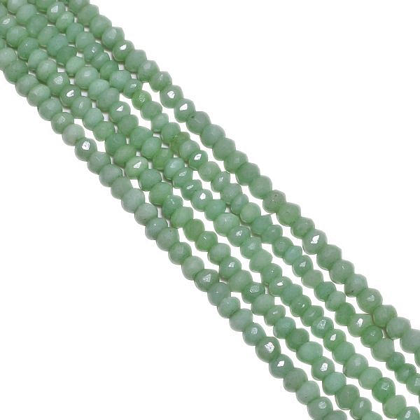 Chalcedony Dyed Dark Faceted Roundel Beads - Green in Color and 4mm in Size