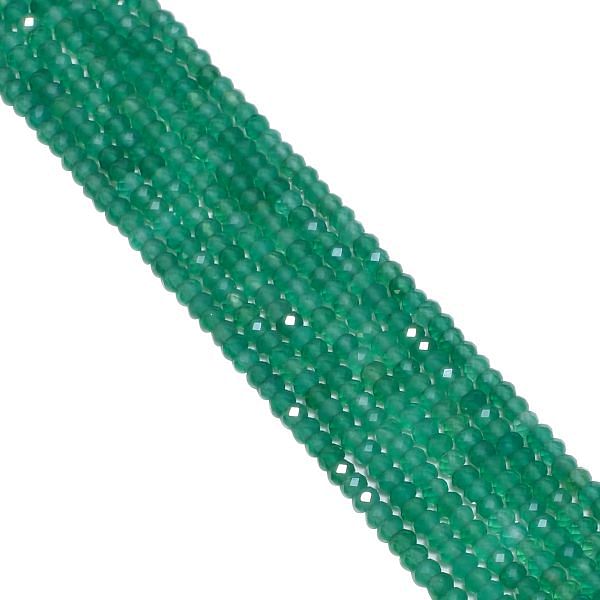 Micro Fine Faceted Roundel Beads Strand - Roundel Beads in Green Color - 3mm