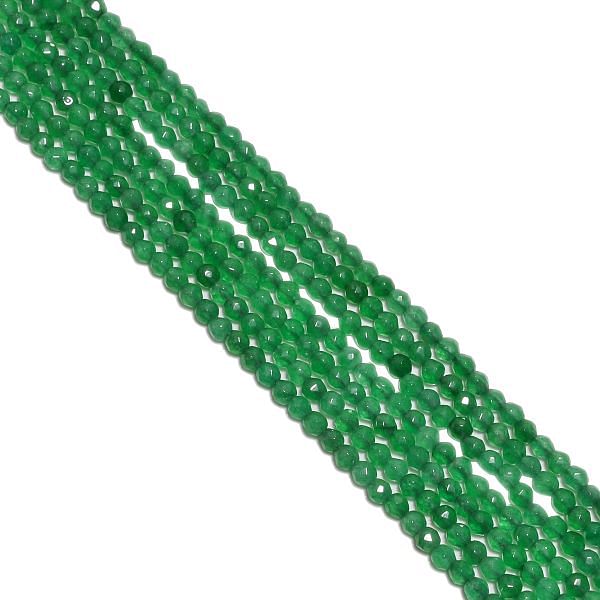 Fine Faceted Roundel Beads Strand - Green Onyx Beads, 3.2-3.5mm