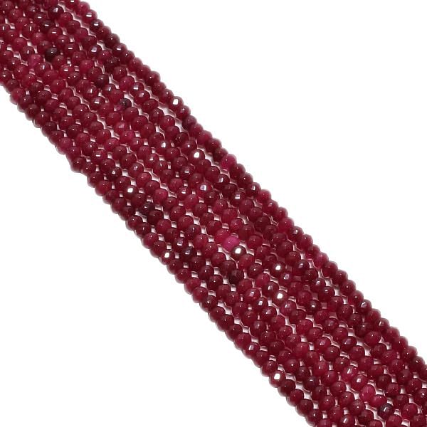 Ruby Jade Faceted Roundel Beads - Ruby Jade (Dyed) 3.5mm