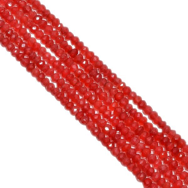 Ruby Agate Faceted Roundel Beads - Ruby Agate (Dyed) in3-4mm