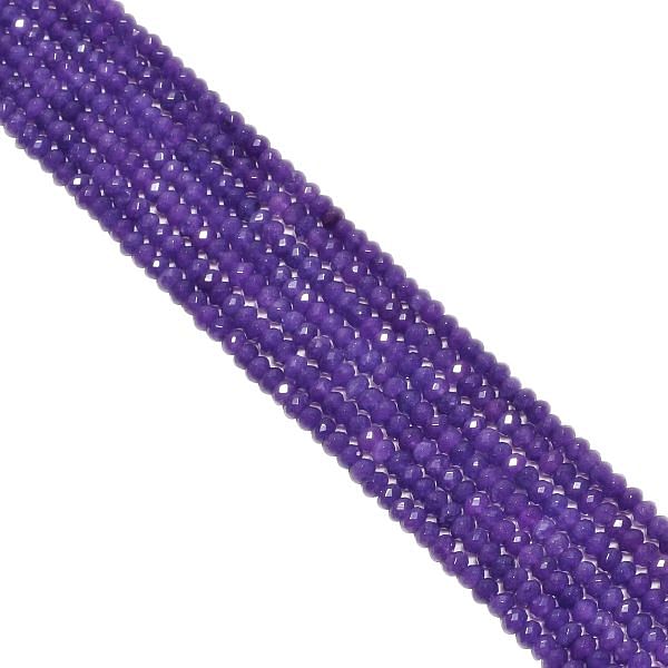 Chalcedony Faceted Roundel Beads - In Purple (Dyed) color and 3.50mm