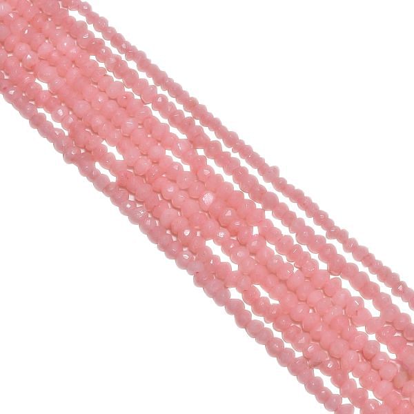 Faceted Roundel Beads Strand,Pink Opal Beads with 3-3.5mm Size