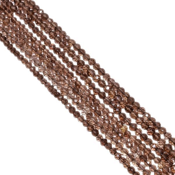 Smoky Quartz Faceted Beads,Roundel Beads Strand - 3-4mm