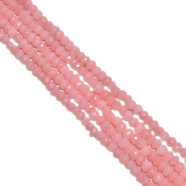 Pink Opal Faceted Roundel Beads Strand in Size 4mm