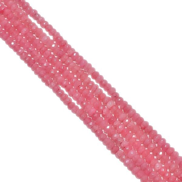 Faceted Roundel Beads Strand - Pink Opal Chalcedony (Dyed) 3.5mm