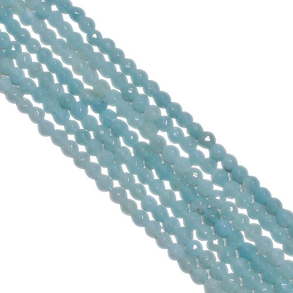 Amazonite Chalcedony Faceted Round Beads Strand - Green Chalcedony (Dyed) in Size 3mm
