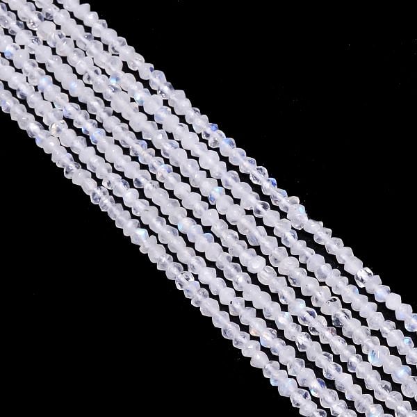 Faceted Roundel Beads Strand in 3-3.5 mm Size with Rainbow Moonstone