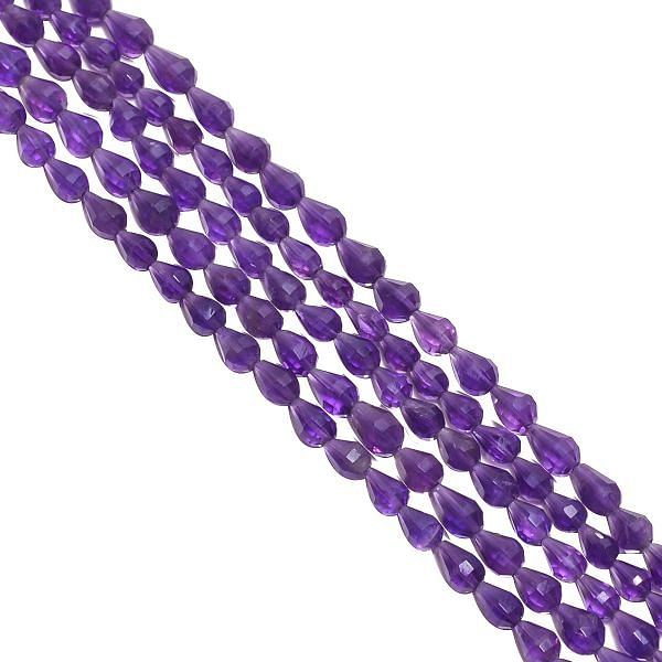 Africa Amethyst 5x3-6x4mm Faceted Streight Drill Drop Beads Strand, Dark Amethyst Faceted Straight Drill Drop Beads, Amethyst Drop Beads