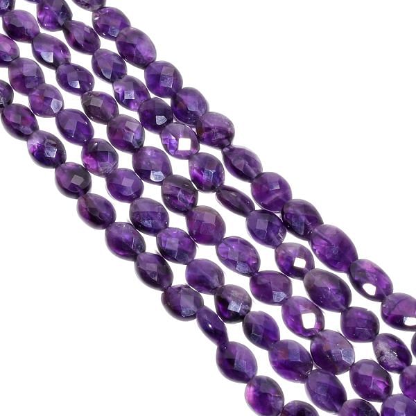 African Amethyst 7x9-8x10mm Rose Cut Fine Faceted Oval Beads Strand, African Amethyst Faceted Oval Beads, African Amethyst