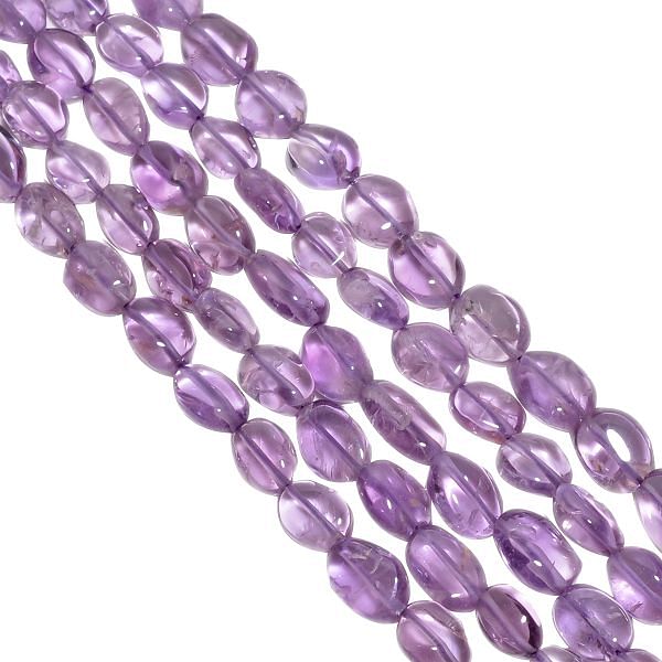 Brazil Amethyst 6x8-7x10mm Smooth Oval Beads Strand, Brazil Amethyst Smooth Oval Beads, Amethyst Plain Beads