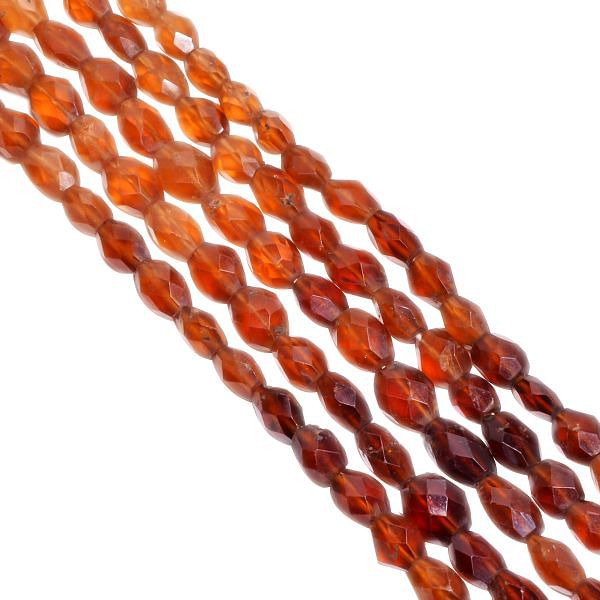 Hessonite Garnet Faceted Oval Beads Strand In 6x8-9x7mm  Size