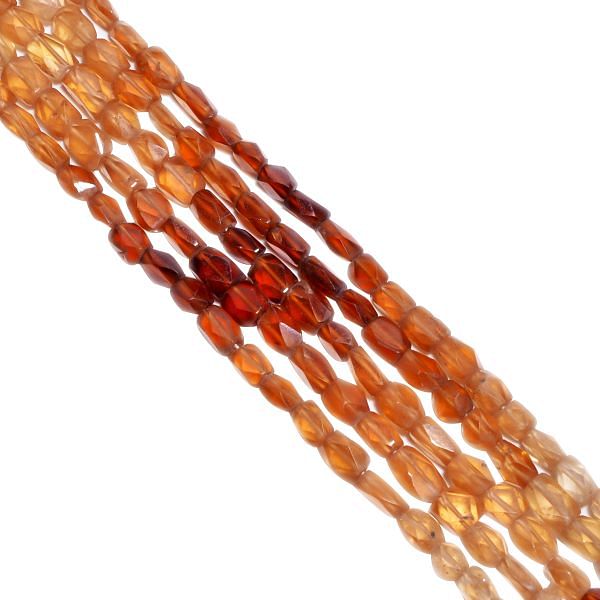 Hessonite Garnet  Faceted Stone Beads Cube Shape In 3x5-4x7mm Size