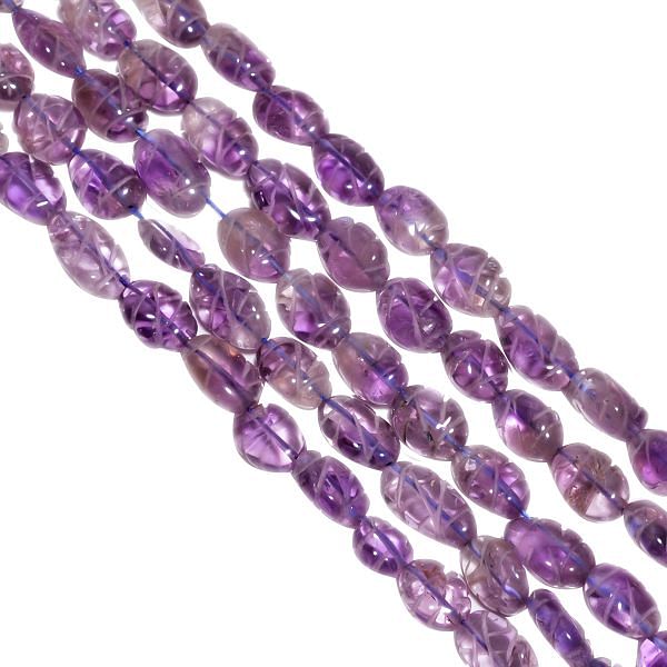 African Amethyst 8x13-14x10mm Carving Oval Beads Strand, Carved Amethyst Oval Beads, Amethyst Carved Beads