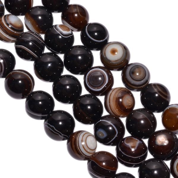 Eye Agate  Smooth Beaded Beads Round Ball Shape 14 mm Semi Precious Stone