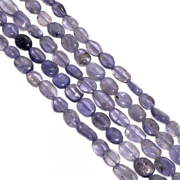 Iolite Plain Semi Precious Stone Beads-8x6-7x5mm, Oval Shape