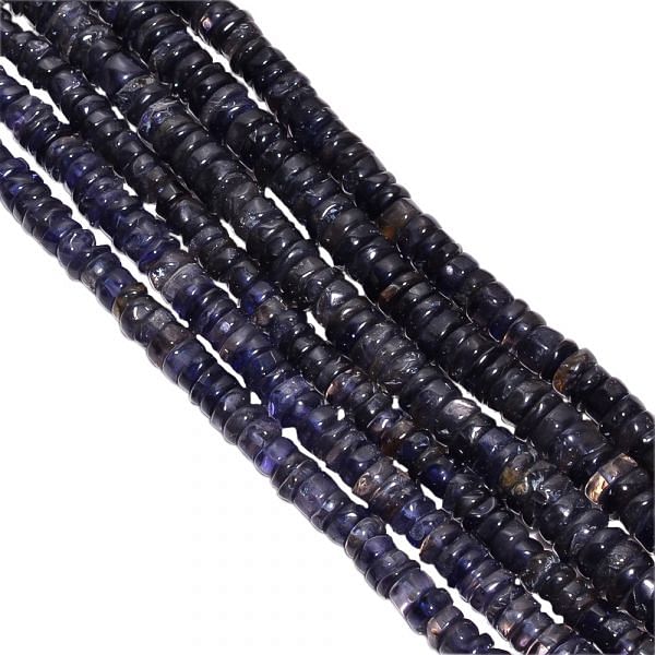 Iolite Plain  Beaded Beads 6-7 mm Size, (Wheel Shape)