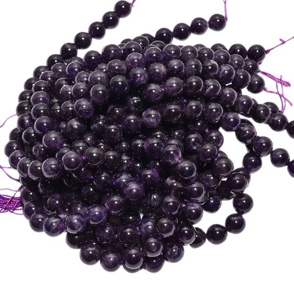 African Amethyst Round Ball Shape-12mm Smooth Stone Beads