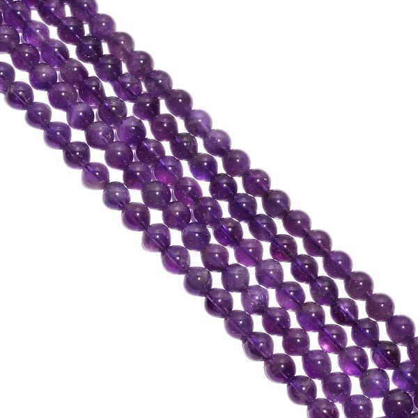 African Amethyst 8-8.5mm Smooth Round Beads Strand, Dark Amethyst Plain Beads Strand, Amethyst Smooth Hole Beads